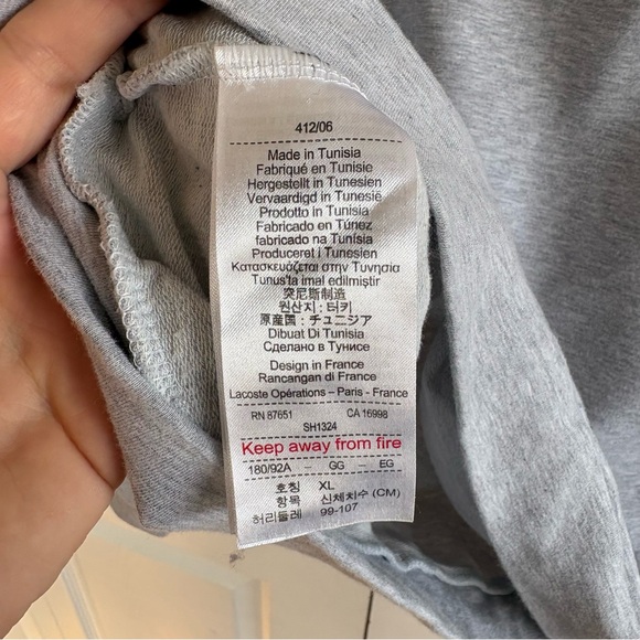 Lacoste Men's Cotton Fleece Lounge Sweatshirt  Oversized Brand Logo XL Gray Soft - Picture 5 of 8